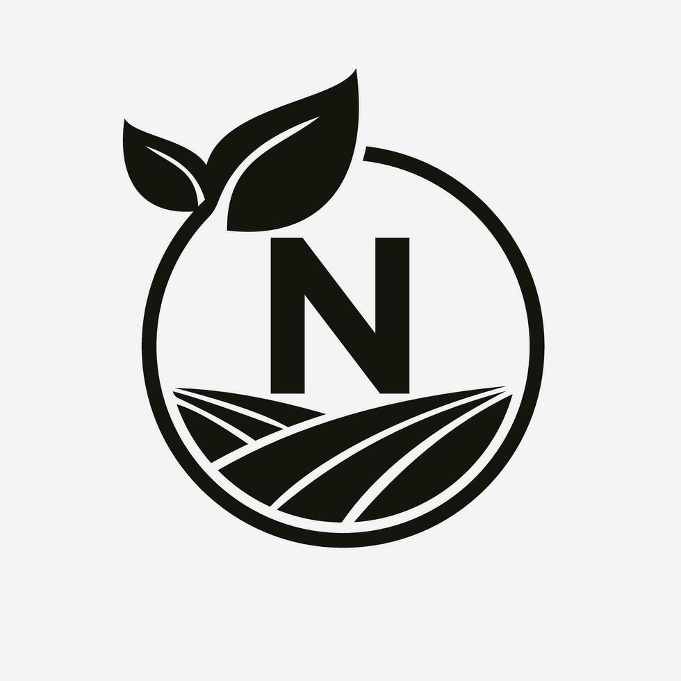 Letter N Agriculture Logo. Farming Logotype Symbol Template vector