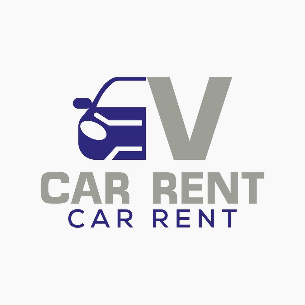 Letter V Rent Car Logo Design Template. Automotive Car Logo Symbol vector