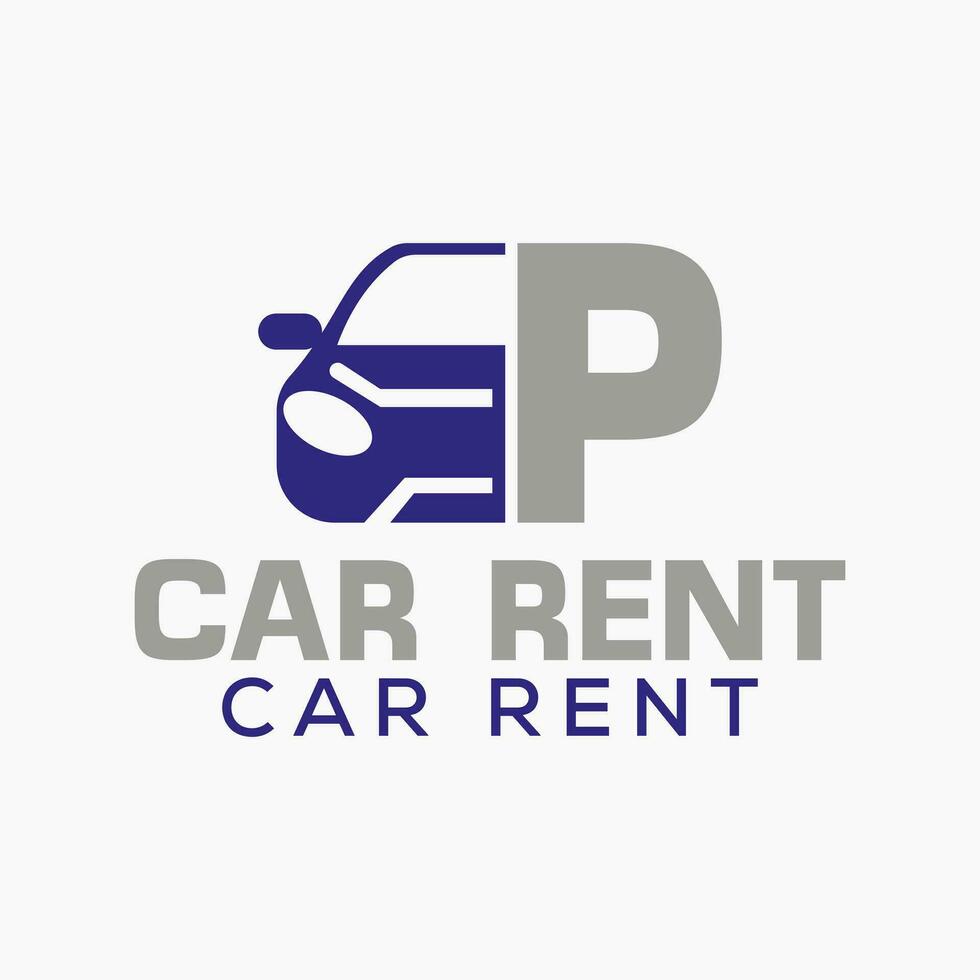 Letter P Rent Car Logo Design Template. Automotive Car Logo Symbol vector