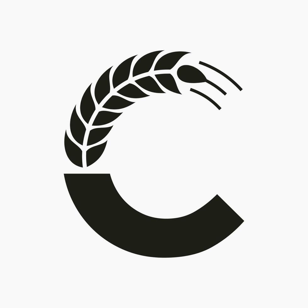 Letter C Wheat Logo For Agriculture Symbol Vector Template