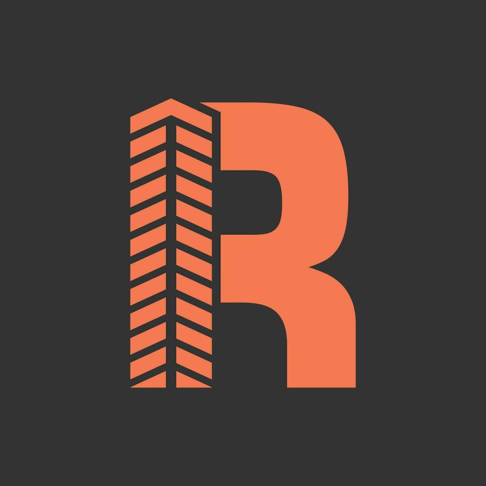 letra r real inmuebles logo concepto con edificio icono. propiedad y alojamiento símbolo vector