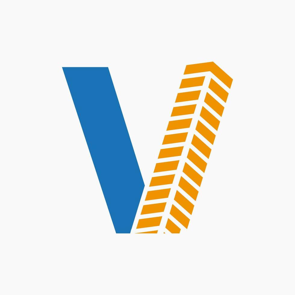 Letter V Real Estate Logo Concept With Building Icon. Property and Housing Symbol vector