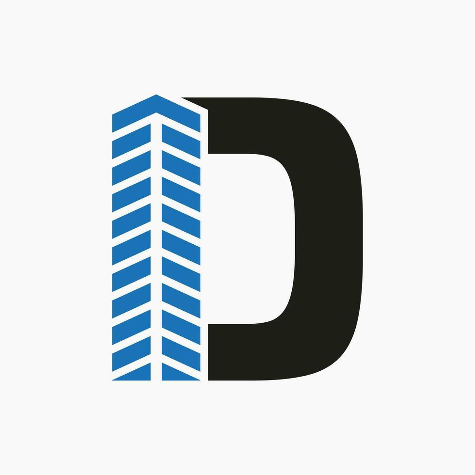 Letter D Real Estate Logo Concept With Building Icon. Property and Housing Symbol vector