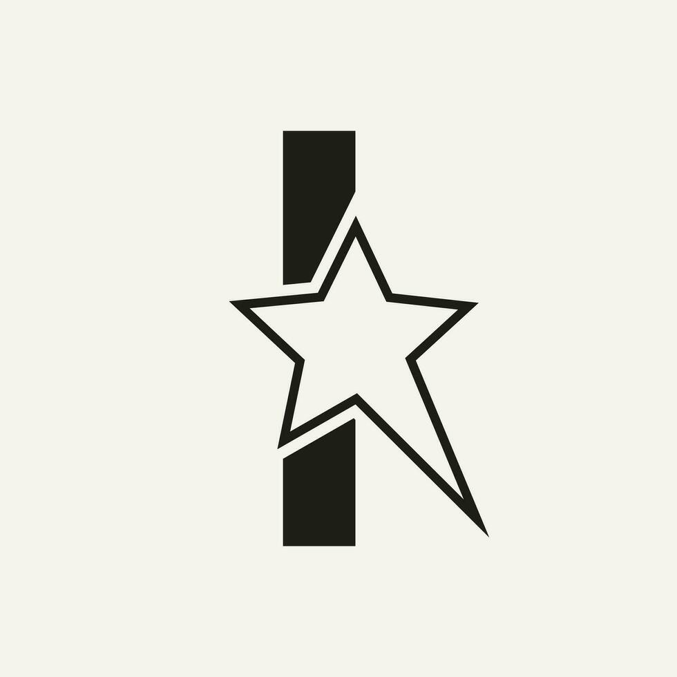 Star Logo On Letter I Moving Star Symbol Vector Template