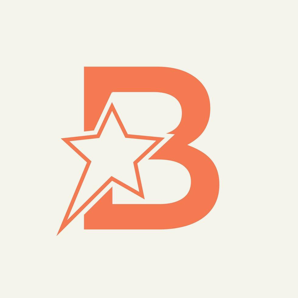 Star Logo On Letter B Moving Star Symbol Vector Template