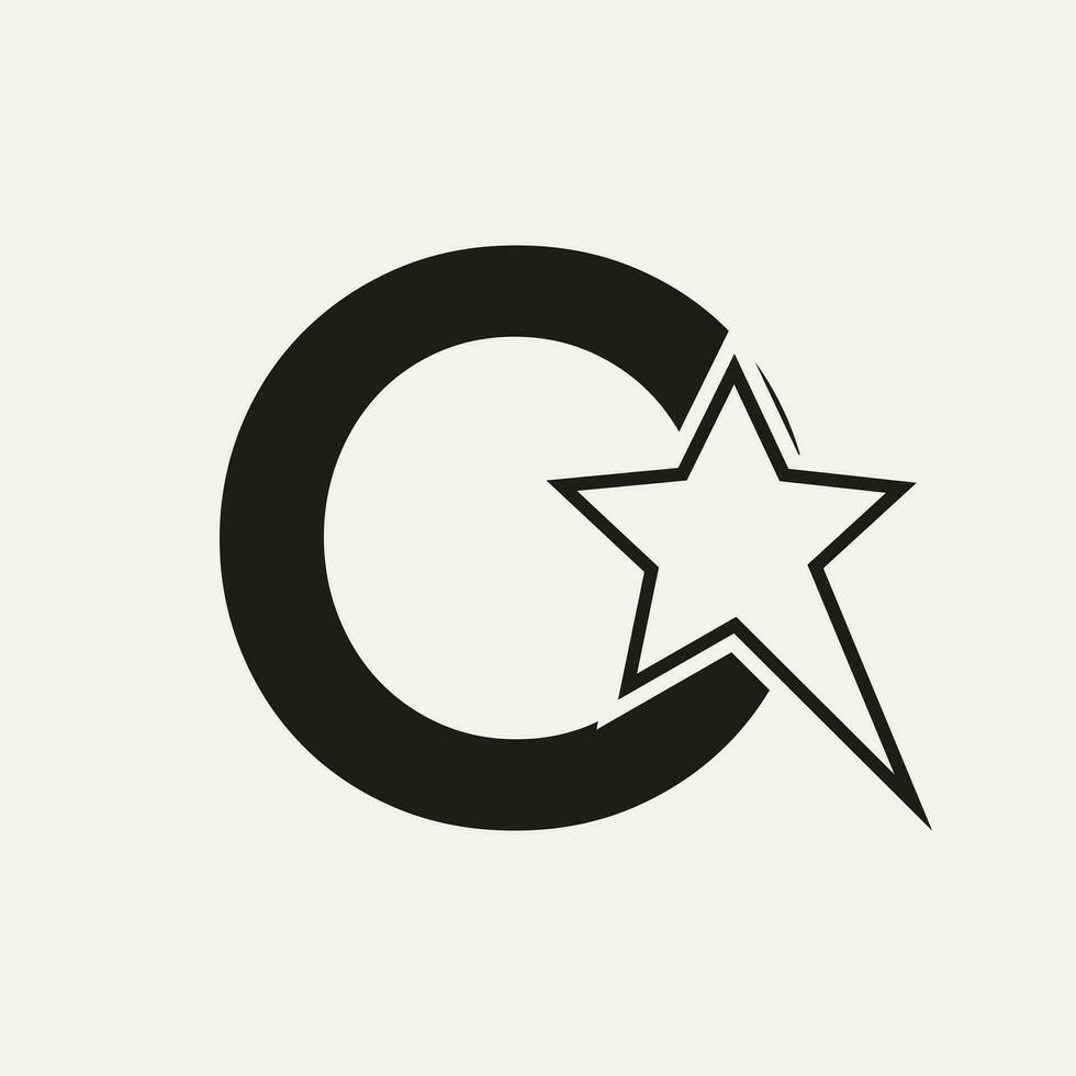 Star Logo On Letter O Moving Star Symbol Vector Template