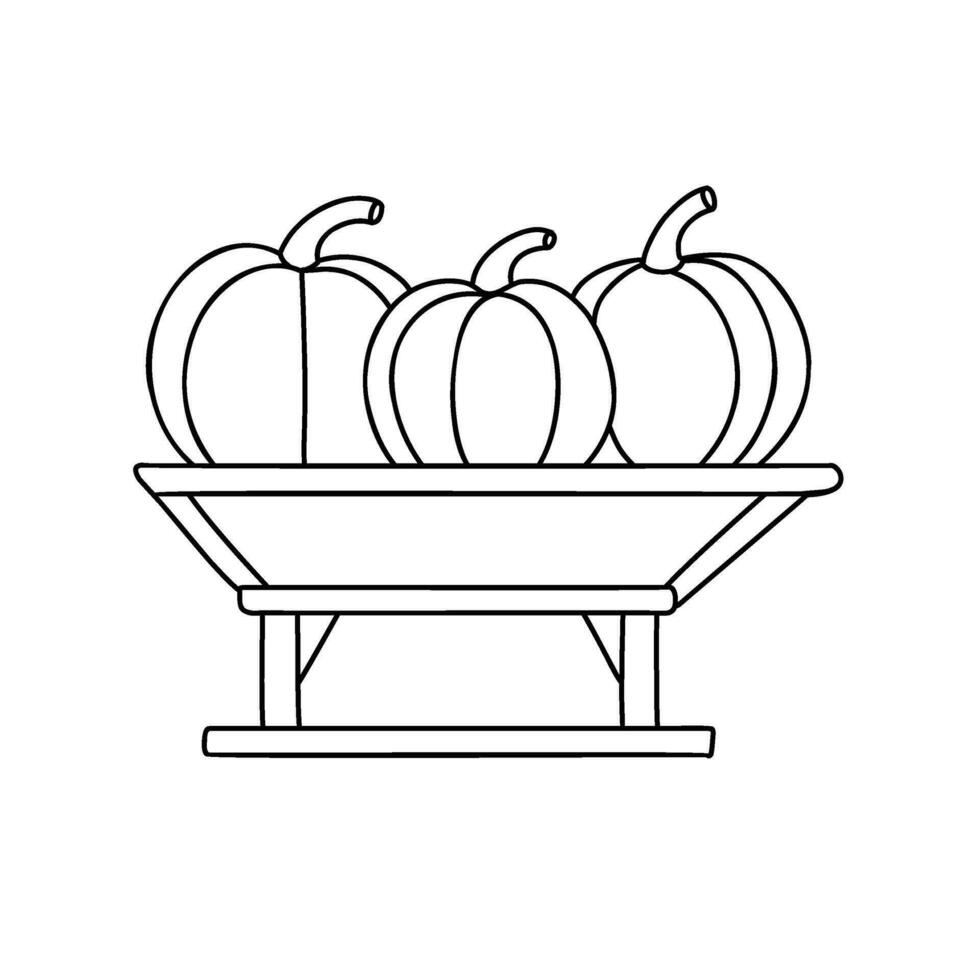 Coloring page with pumpkins, autumn coloring page vector