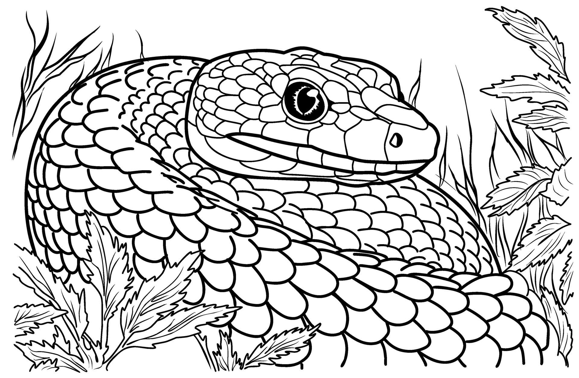 Snake coloring page. coloring page snakes in the grass. 27005682 Vector