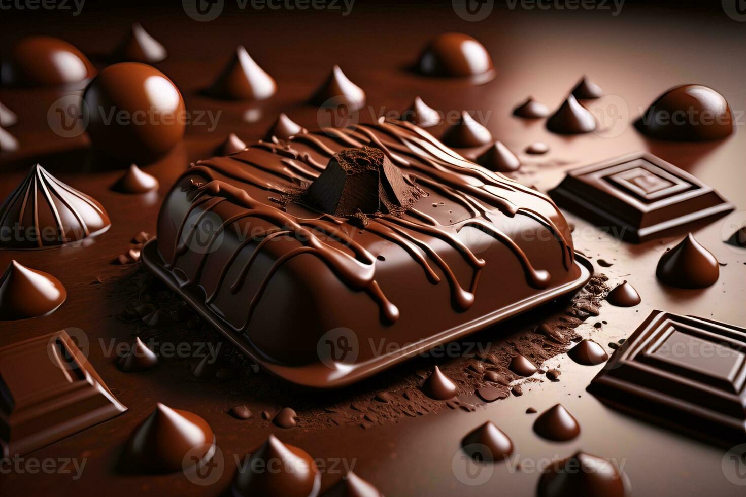 Chocolate truffles on a dark background. ai generative photo