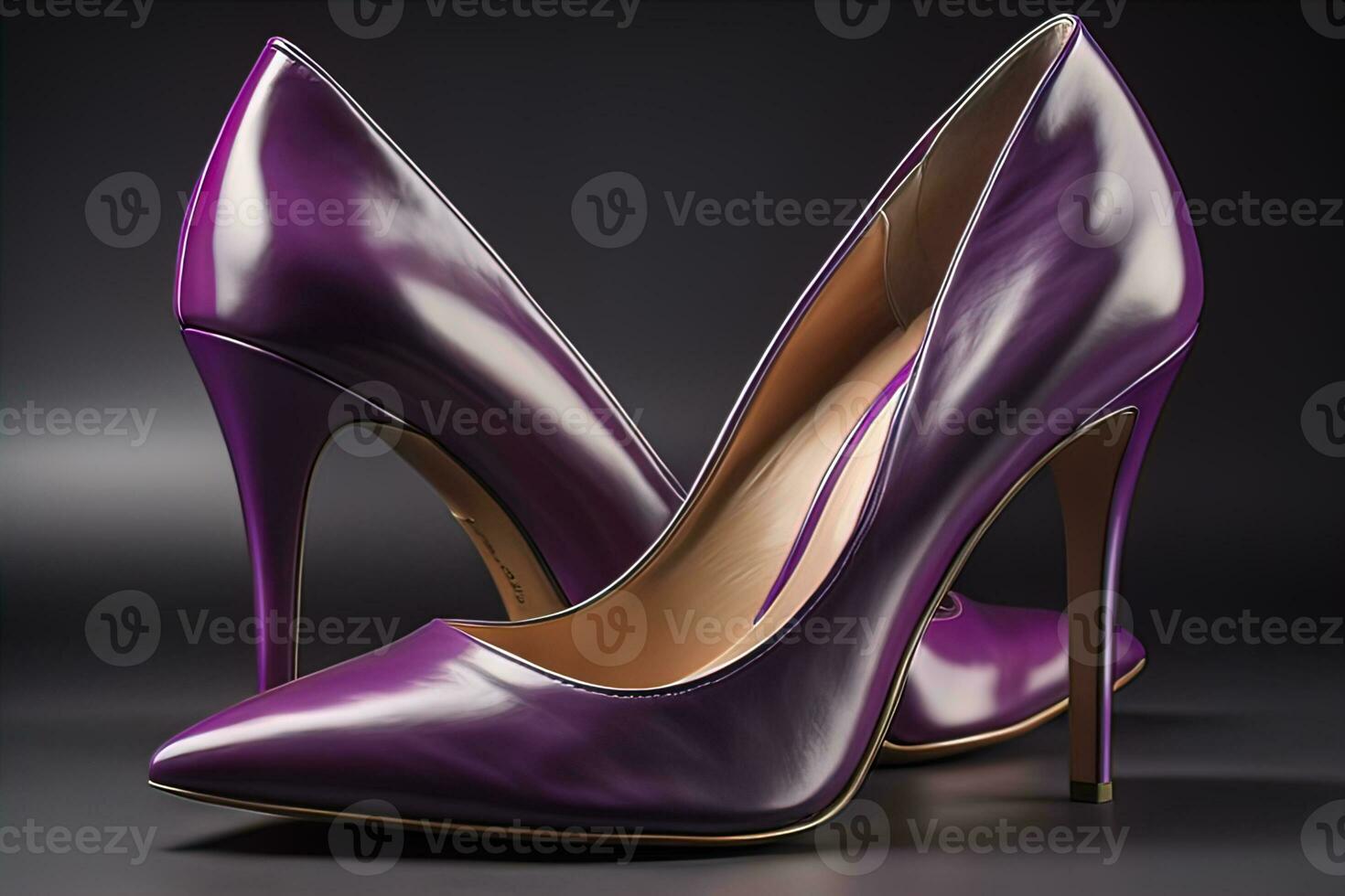 High heel women shoes on a solid colour background. ai generative photo