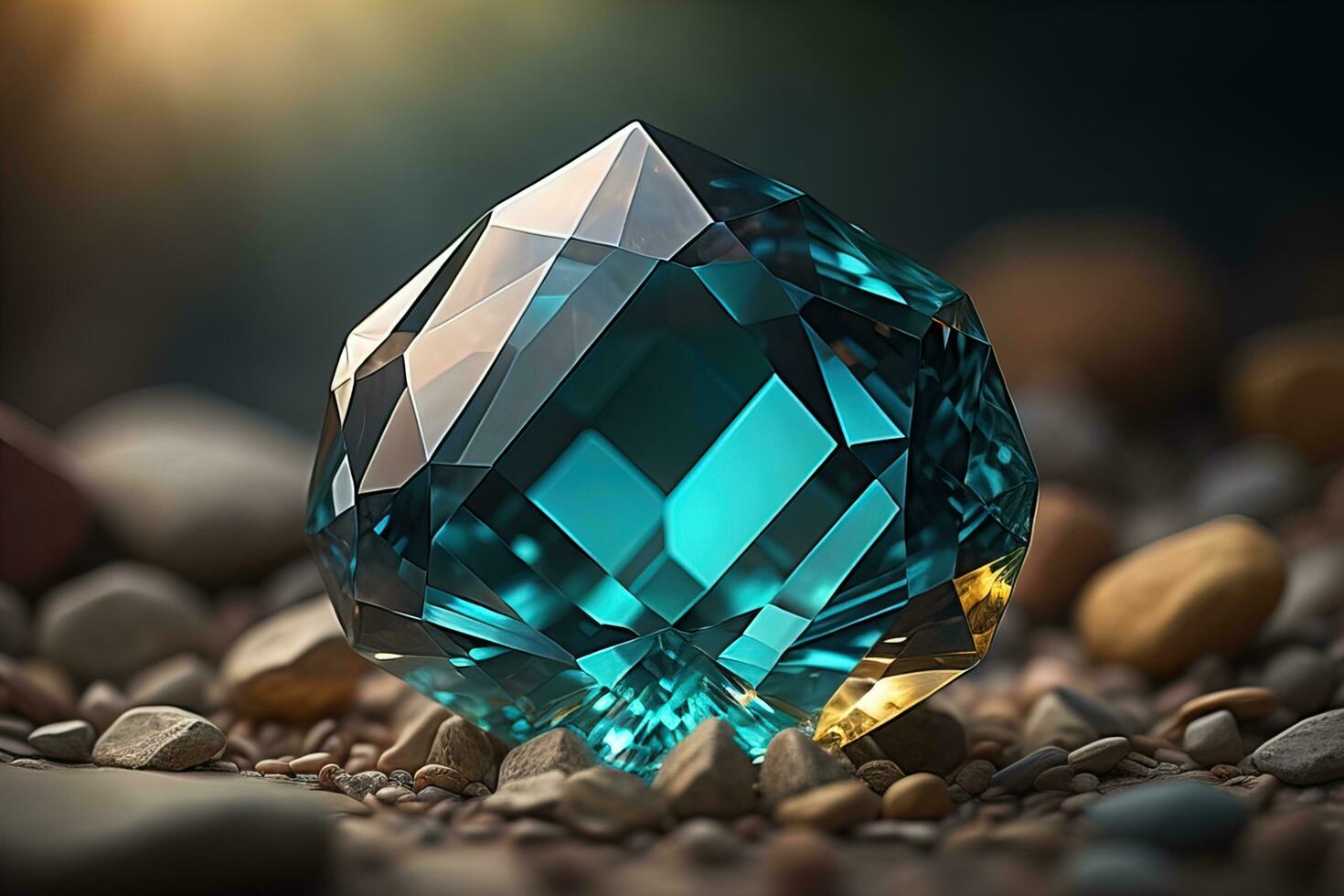 Brilliant multicolored sapphire on a surface. ai generative photo