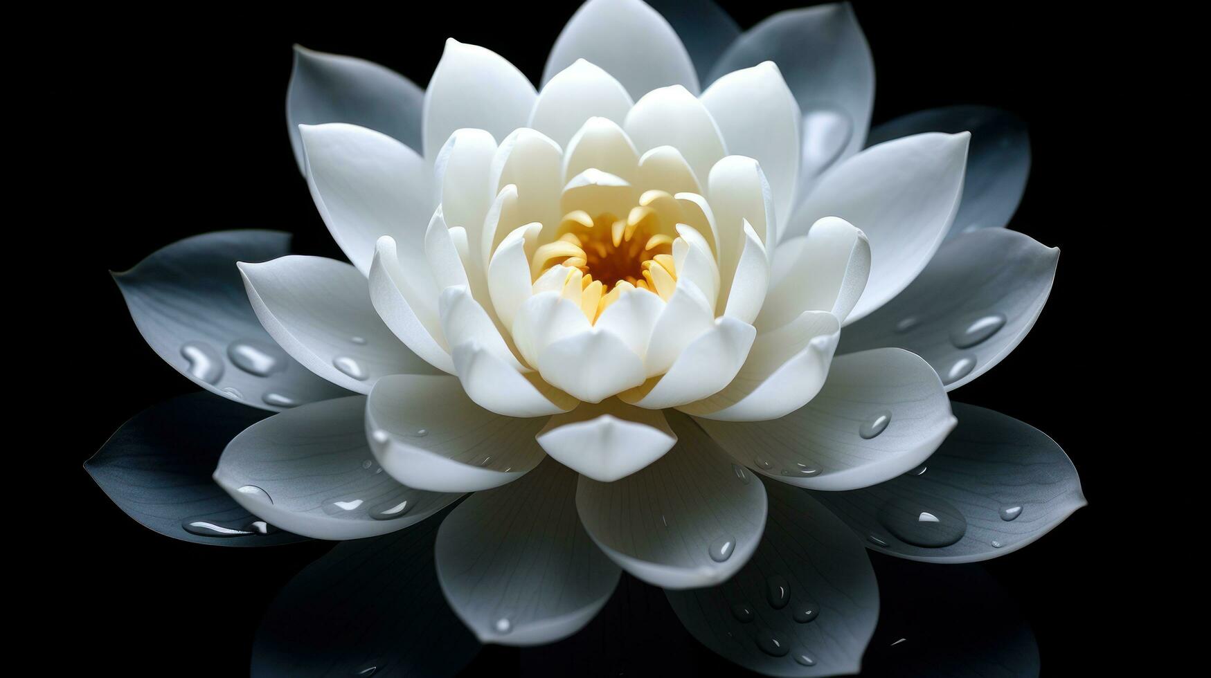 White lotus on black background photo