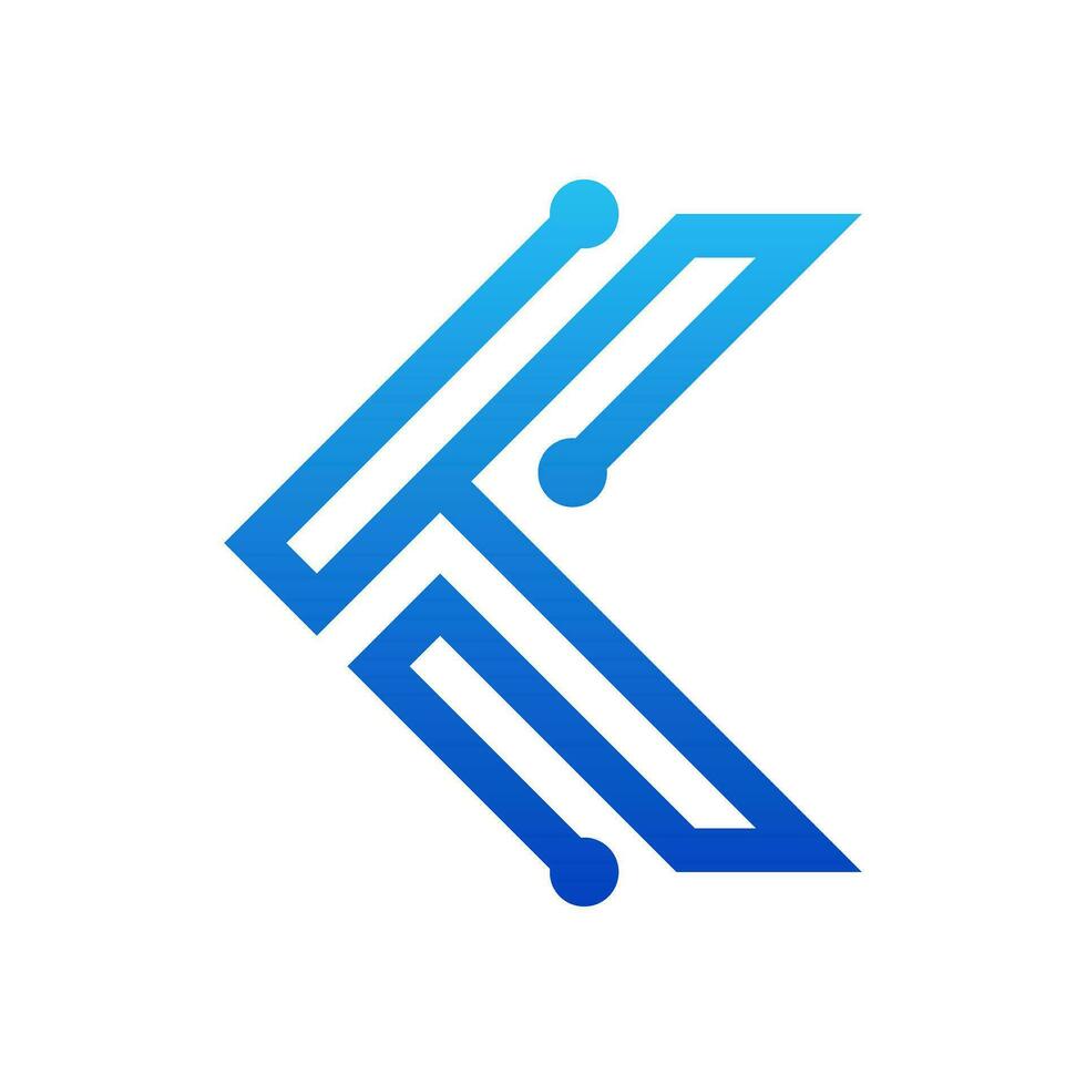 k letter logo design for technology company vector