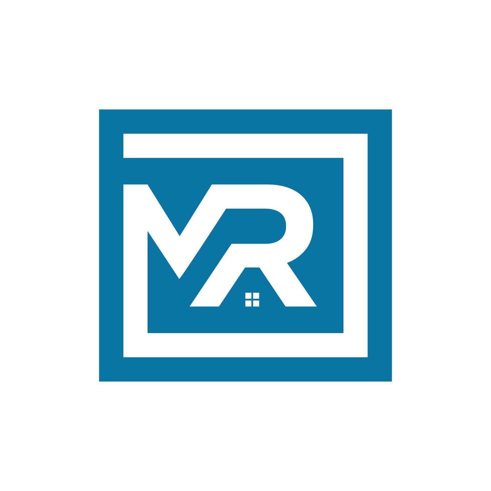 letter m r and house logo design vector