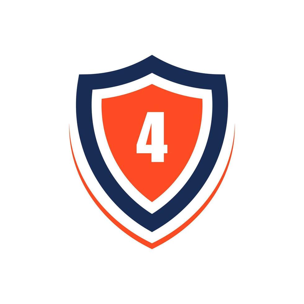 number 4 shape protection logo design vector