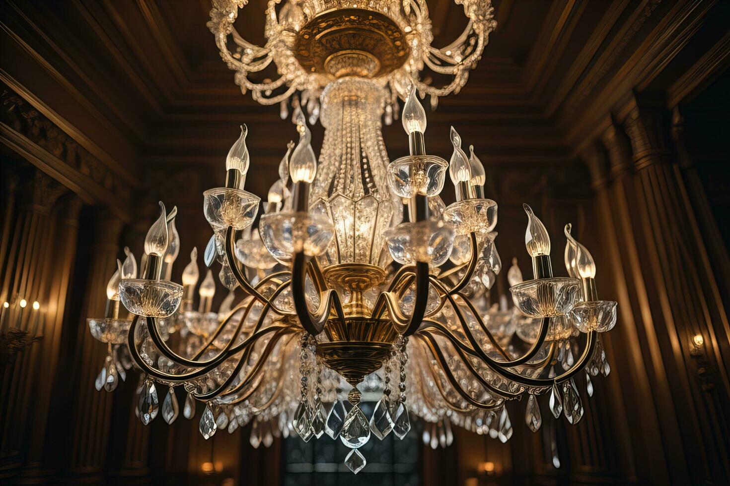 Luxury chandelier isolated on dark background. ai generative photo