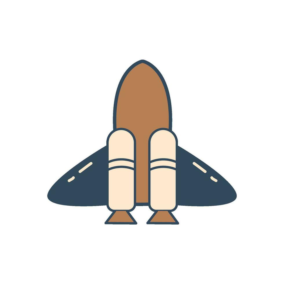 flat rocket traveling through the galaxy vector