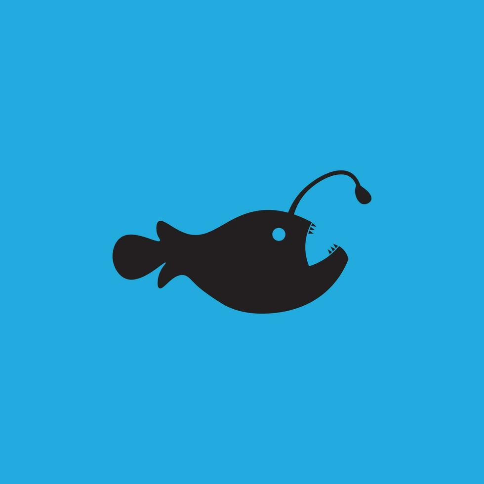 anglerfish logo in black color vector