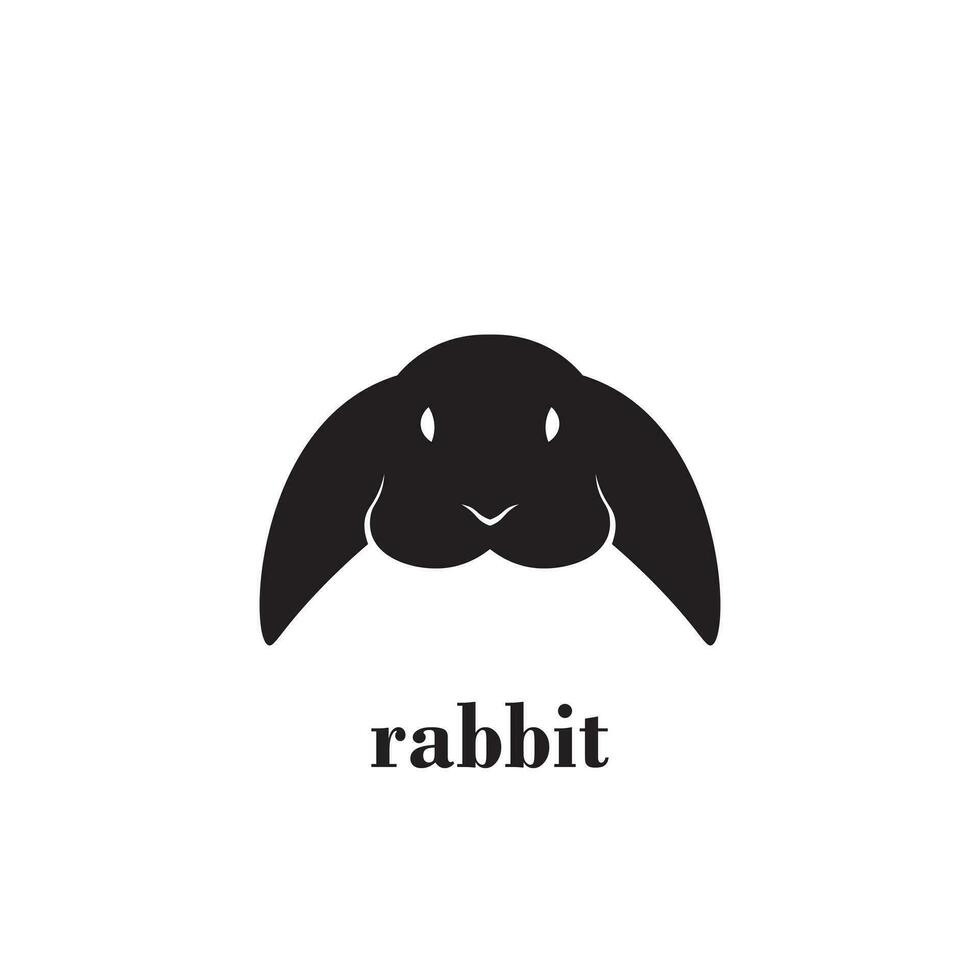 Conejo cabeza logo diseño en negro color vector