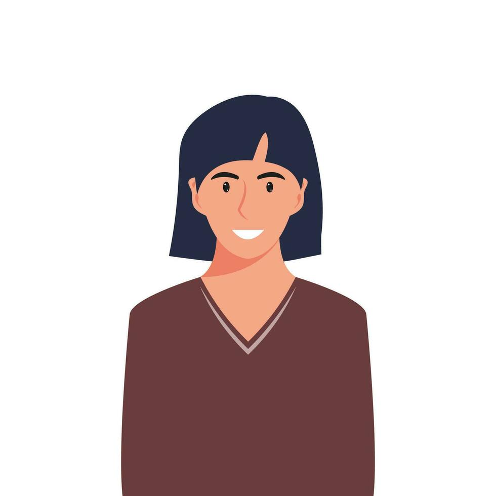 People's faces of woman with happy smiling humans. Avatars. Set of user profiles. Colored flat vector illustration