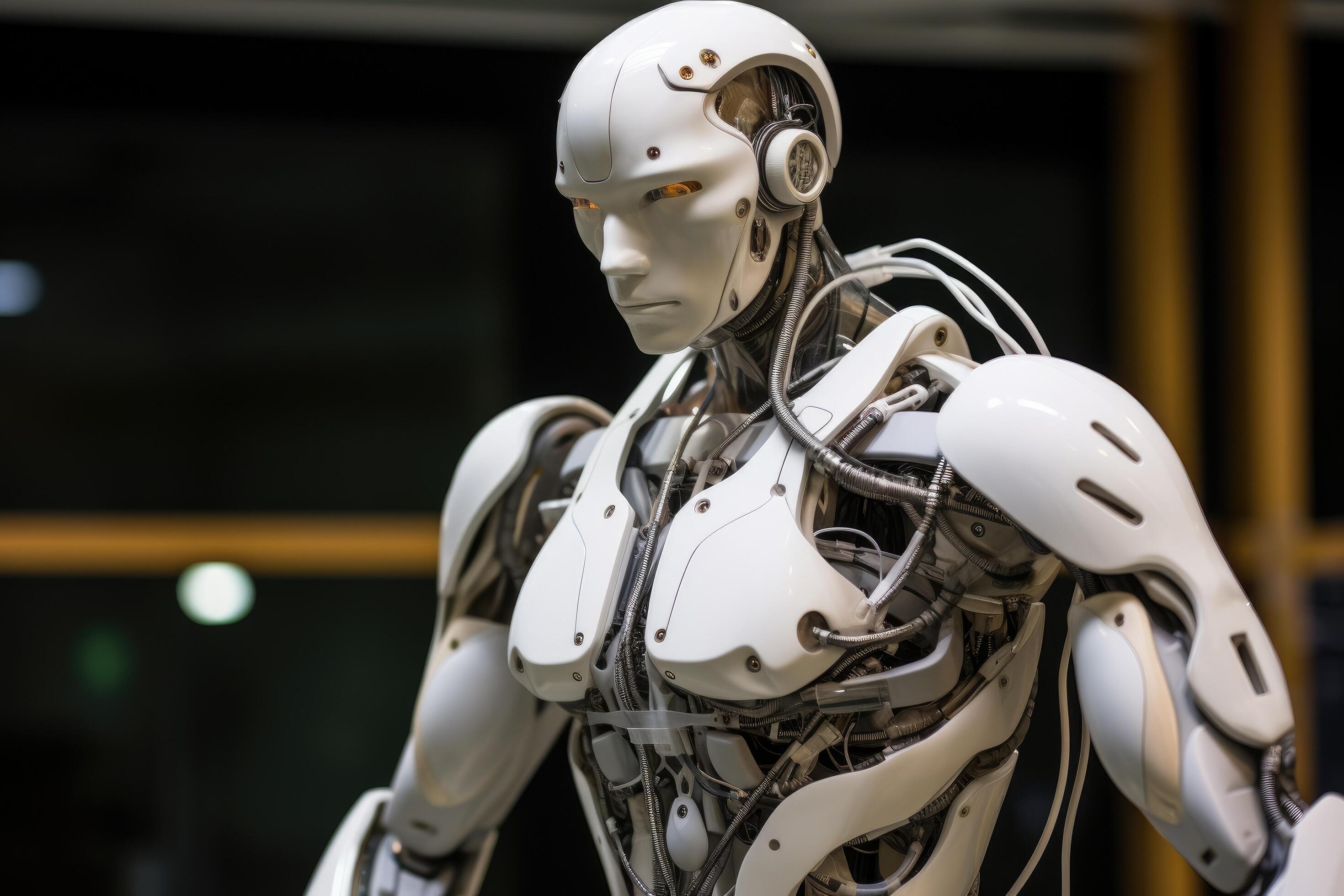 Closeup of the artificial intelligence robot in Bangkok, Thailand. a ...