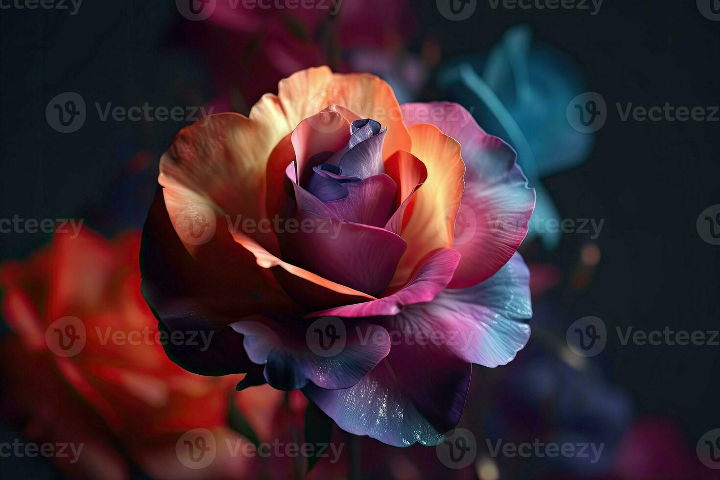 AI Generated 3D illustration Rose blur floral background. photo