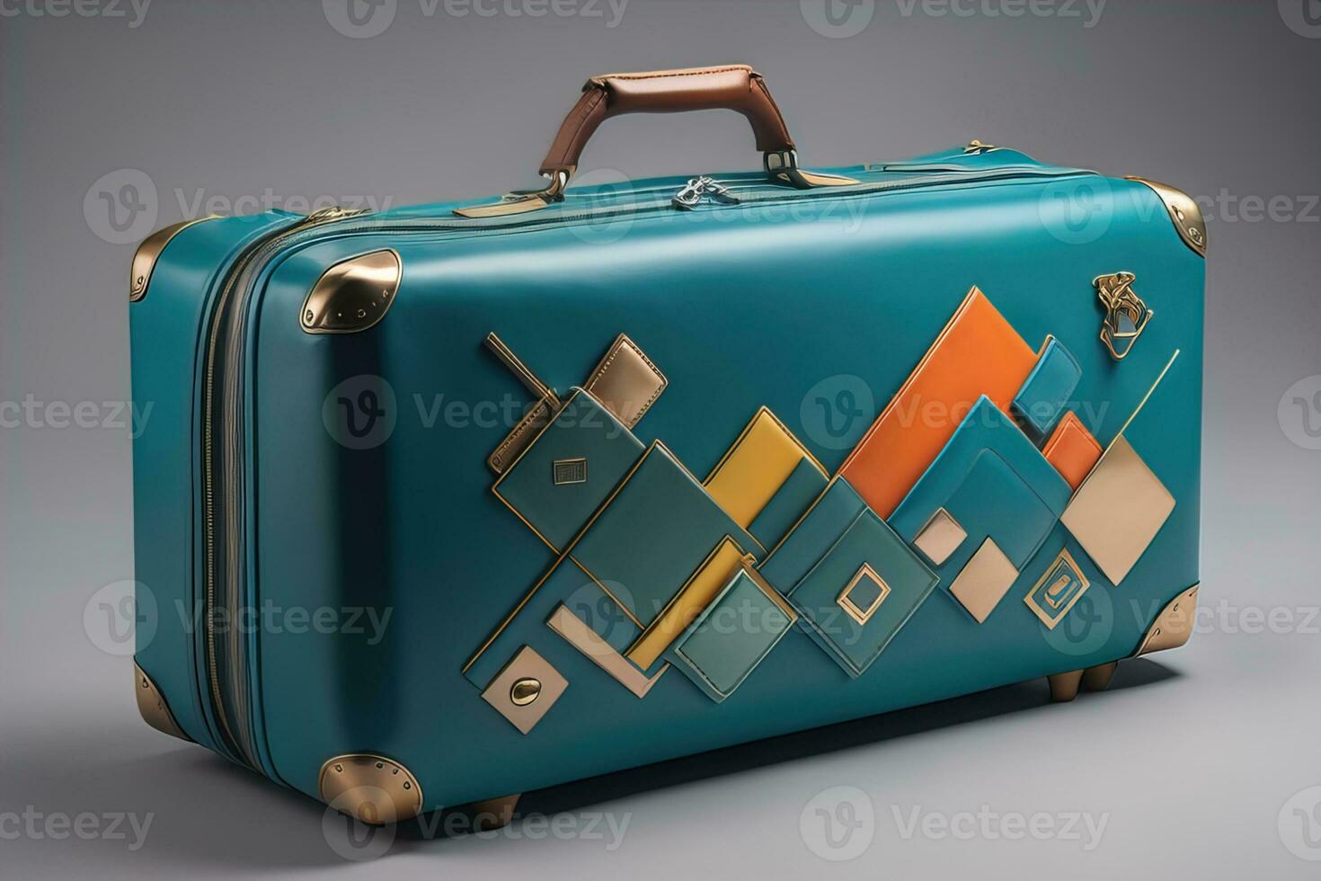 a travel suitcase isolated on a solid color background. ai generative photo