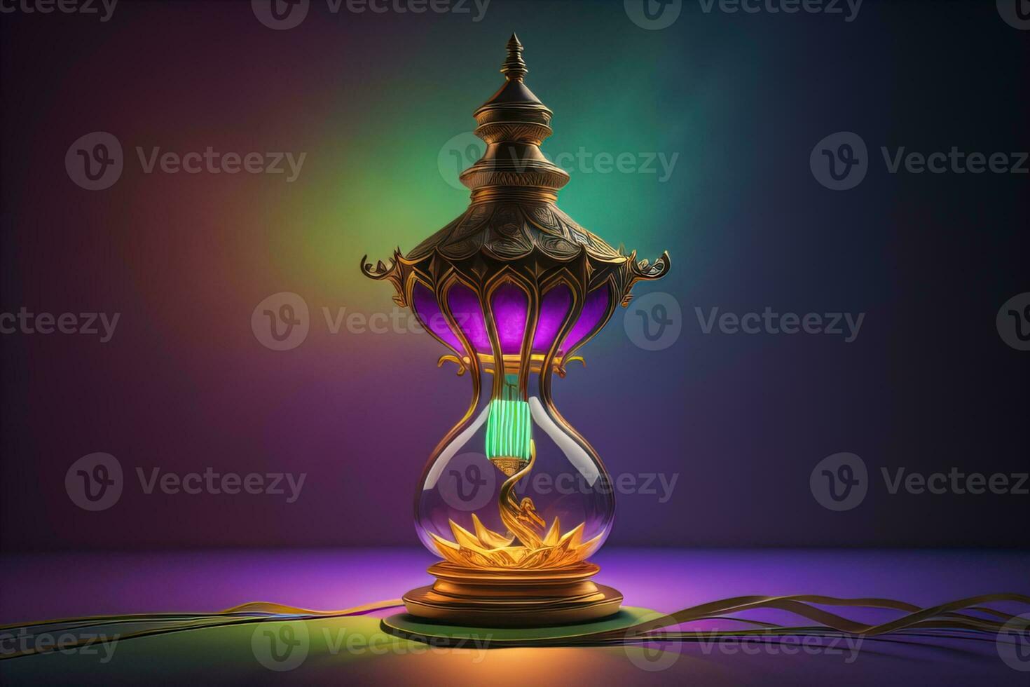 a vintage oriental vase on a solid color background. ai generative photo