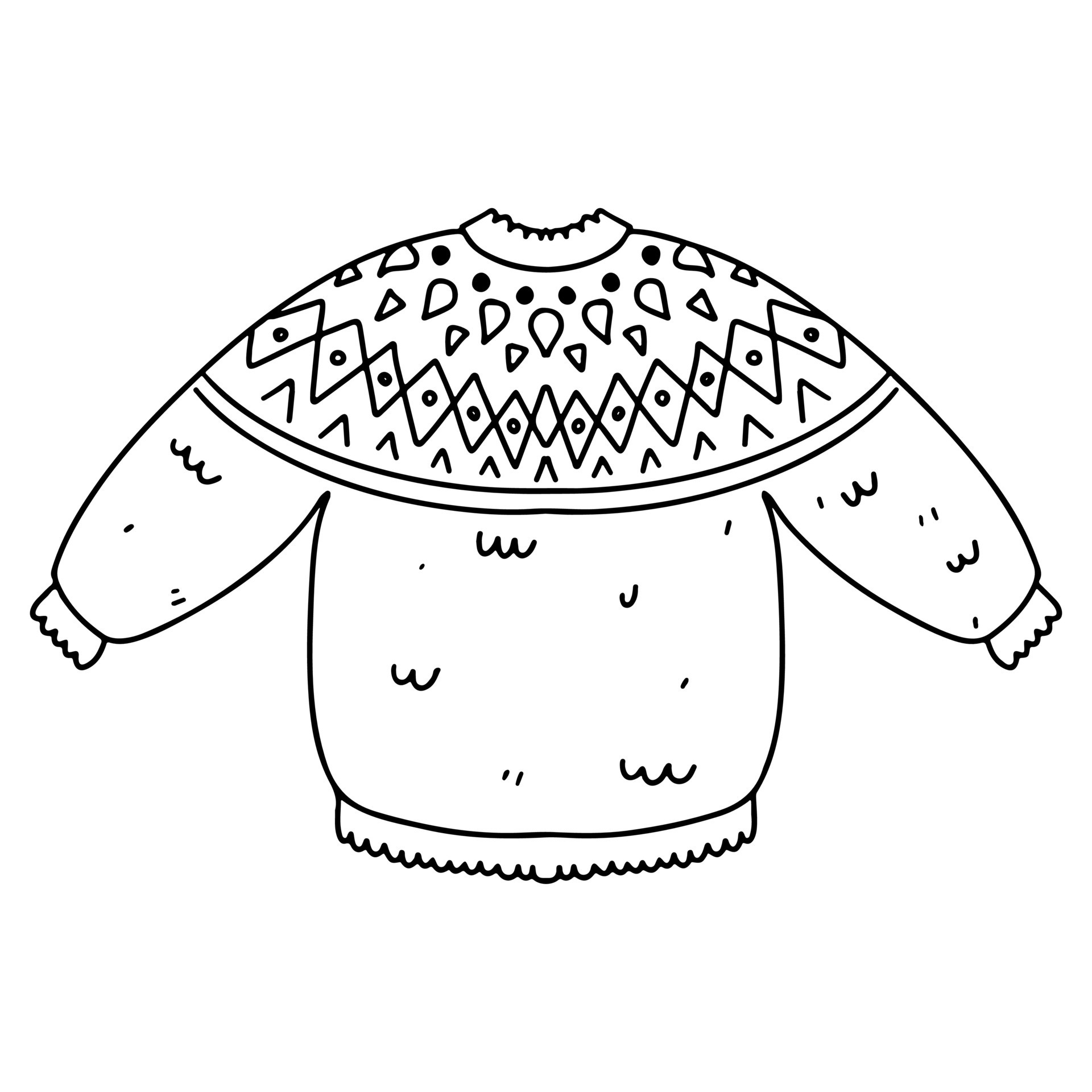 Cute knitted lopapeysa sweater. Hand drawn doodle style. Vector ...