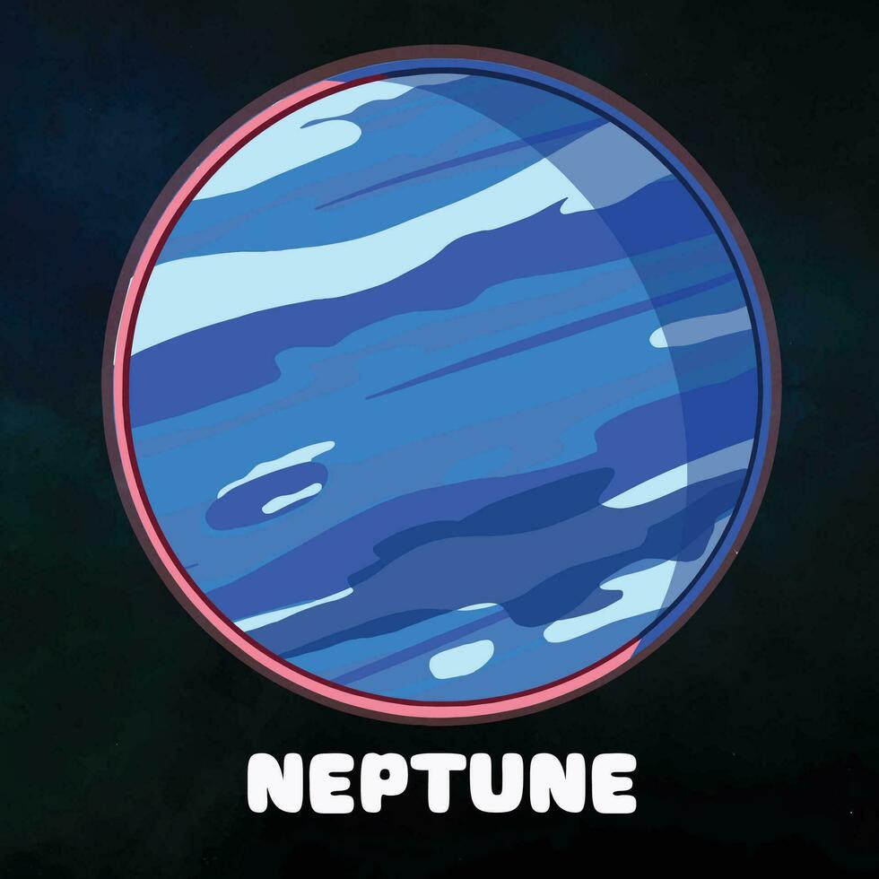 Clipart planet Neptune in solar system. Hand drawing vector illustration of planet Neptune. Astronomical galaxy space.