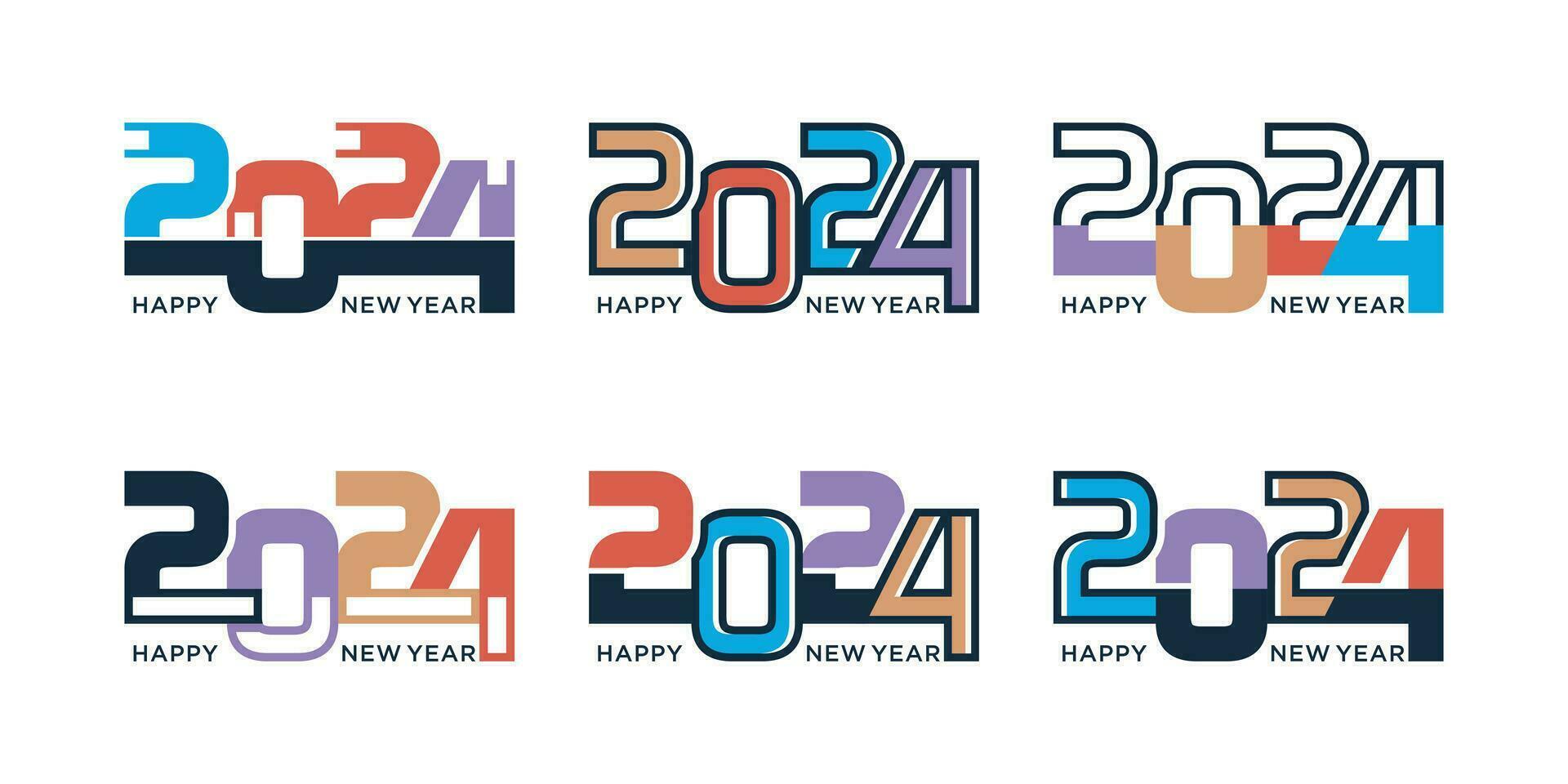 2024 contento nuevo año logo diseño modelo vector ilustración con único moderno concepto