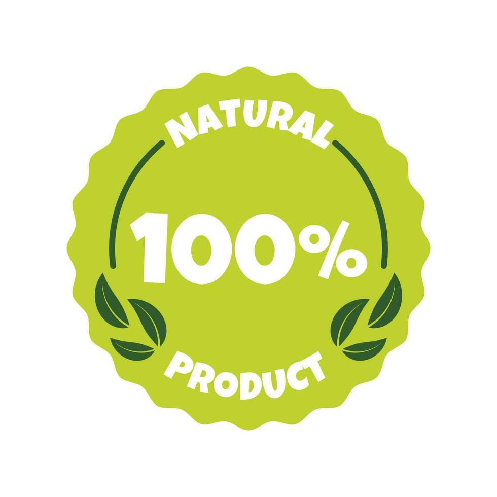 natural productos pegatina, etiqueta, Insignia y logo. ecología icono. logo modelo con verde hojas para orgánico y eco simpático productos vector ilustración aislado en blanco antecedentes