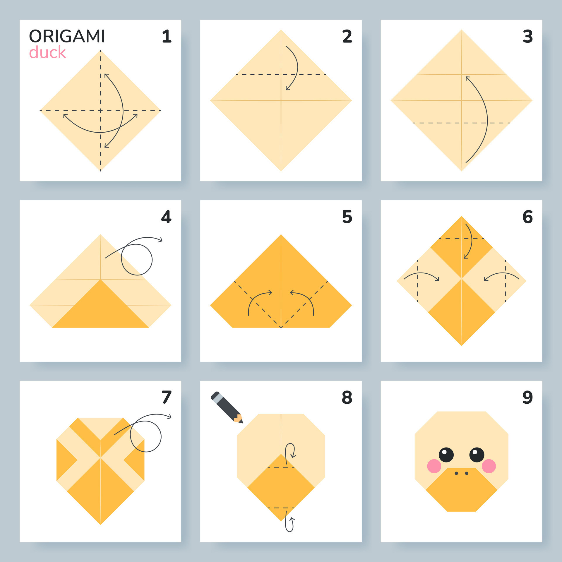 How To Make Easy Paper Duck - Origami Duck Tutorial 