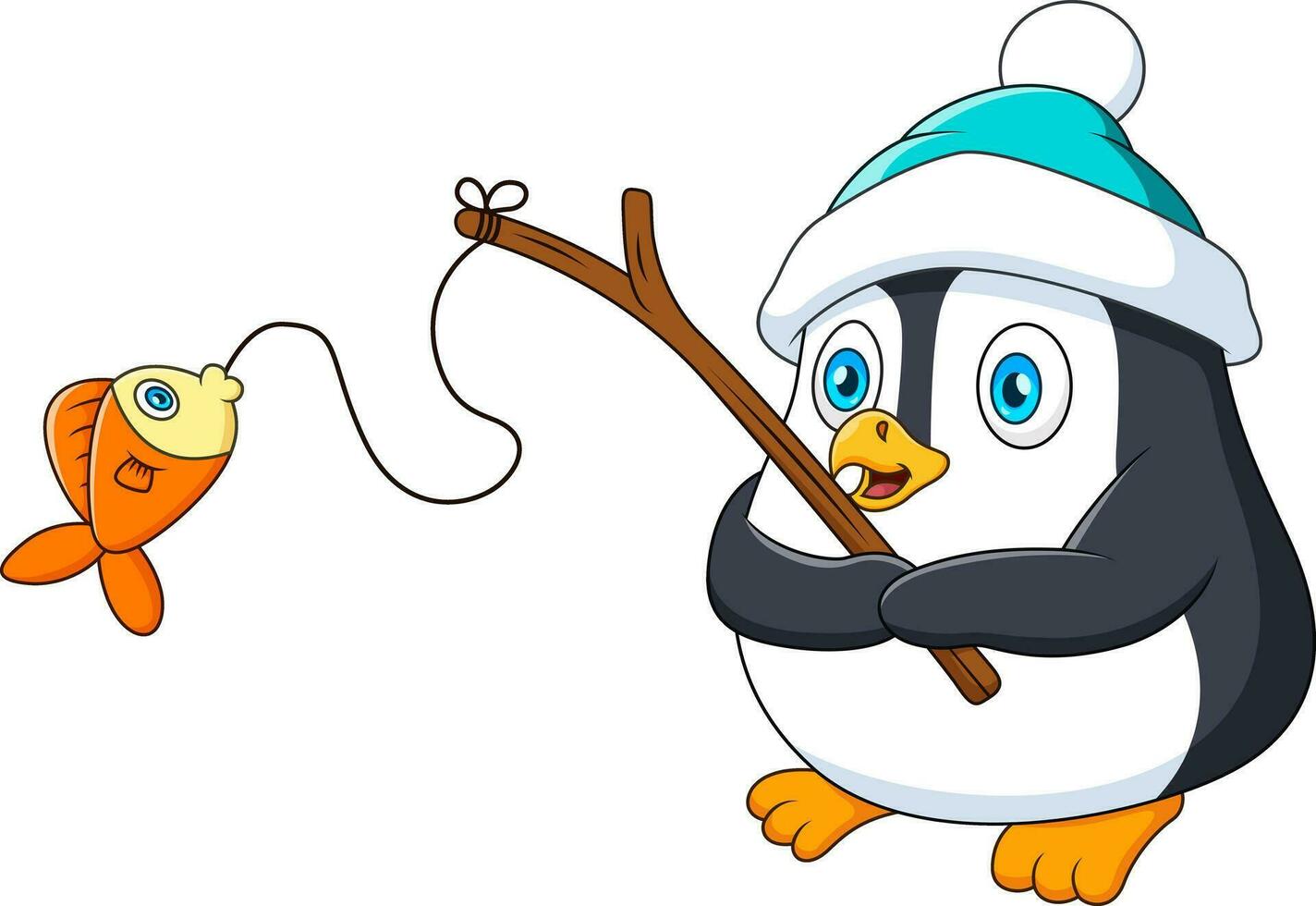 Cute penguin fishing cartoon illustration 27008235 Vector Art at Vecteezy
