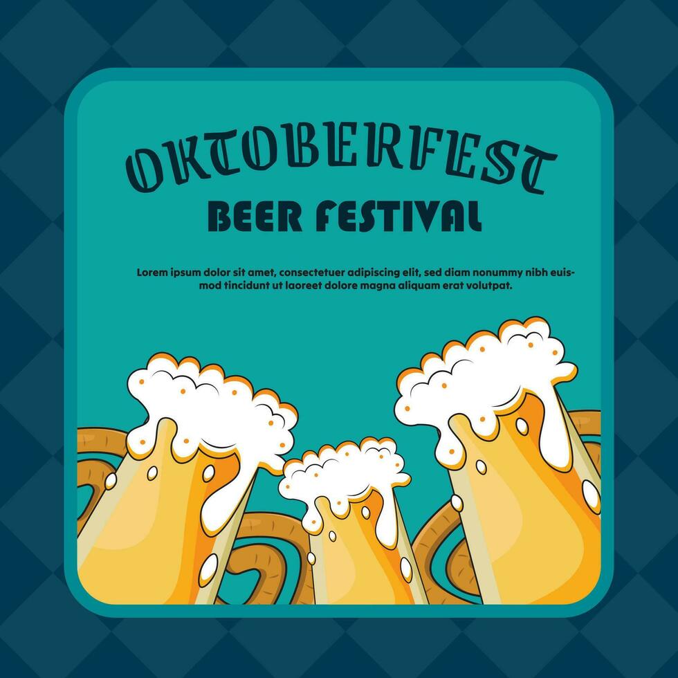 Vector flat illustration for oktoberfest beer festival celebration, Oktoberfest post template