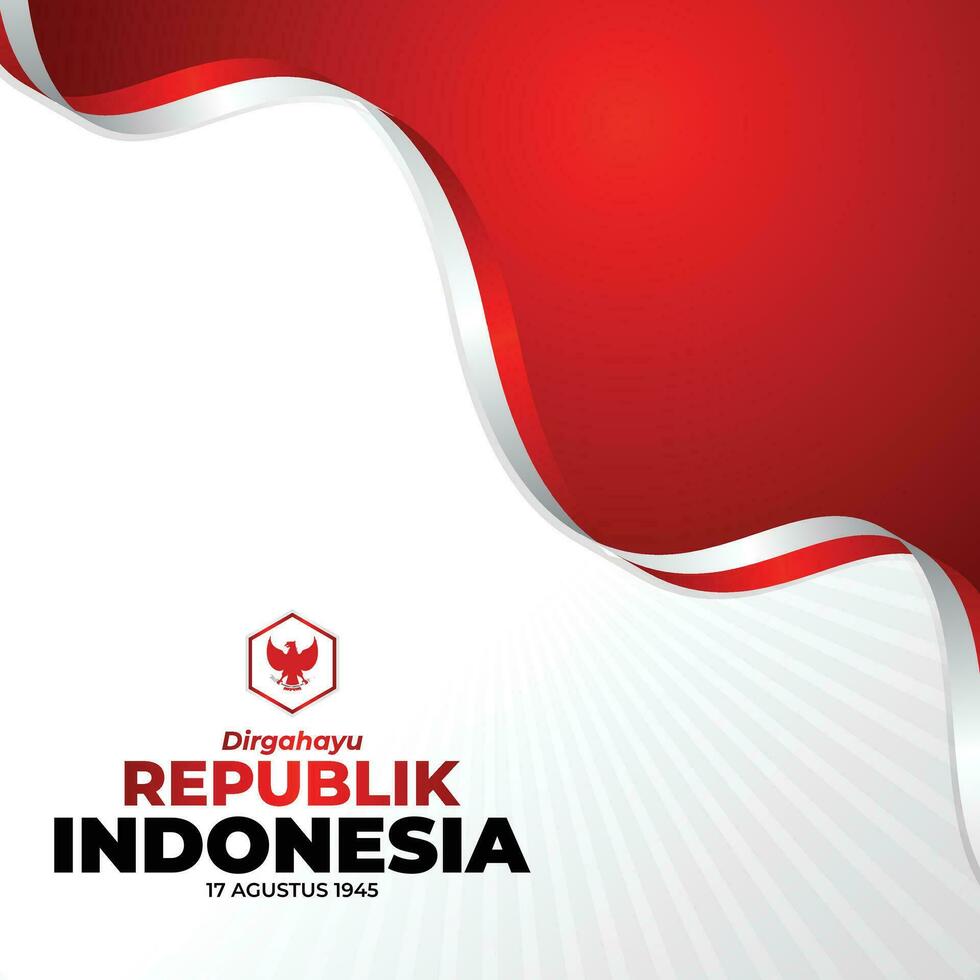 Red White Ribbon Indonesian Flag for Background Indonesia Independence Day vector