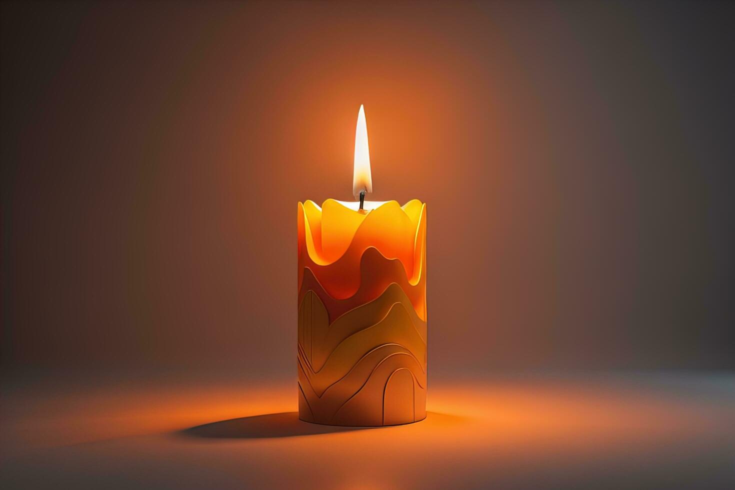 Creative burning candle on a wooden background. ai generative photo