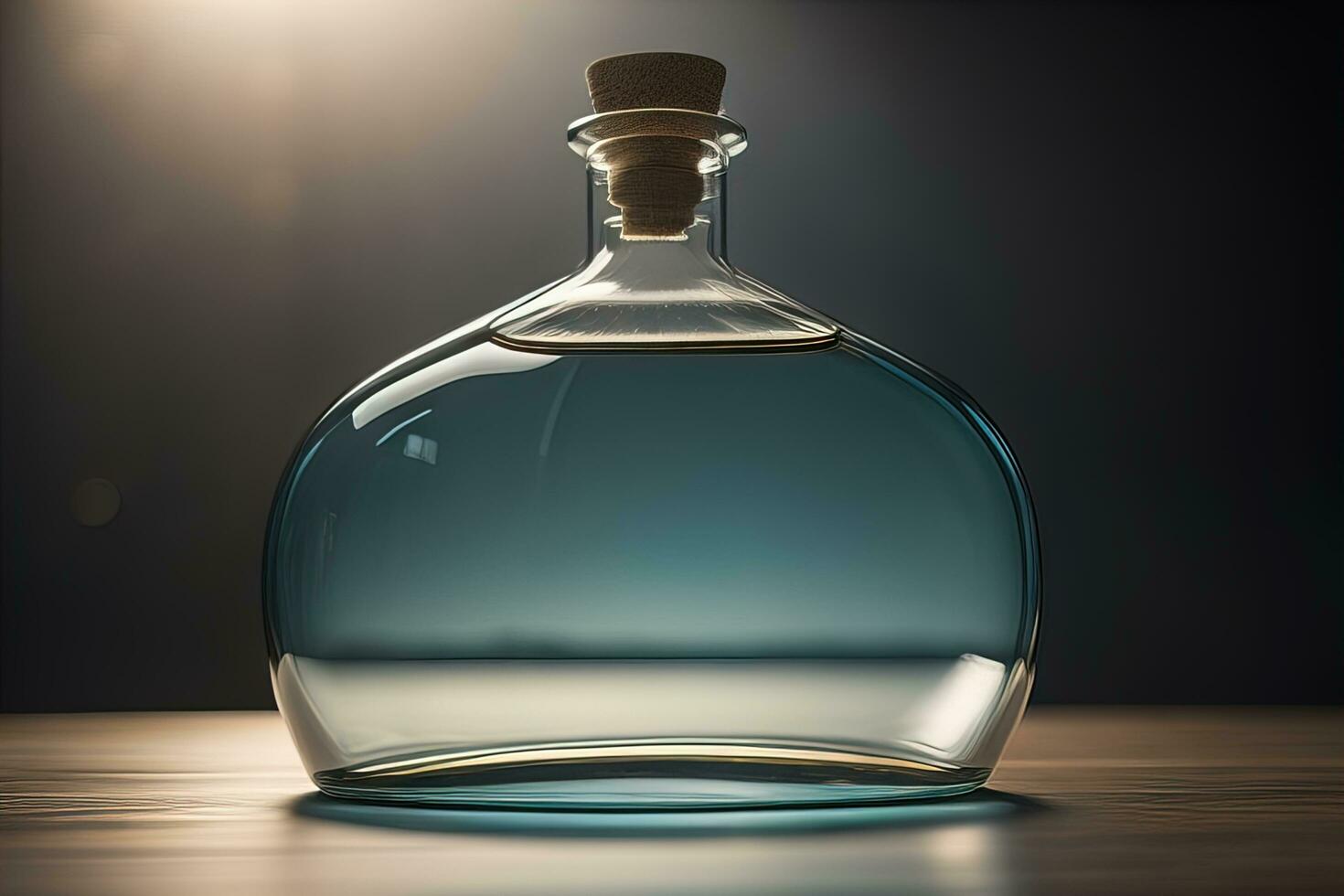 Bottle with a liquid on a solid color background. ai generative photo