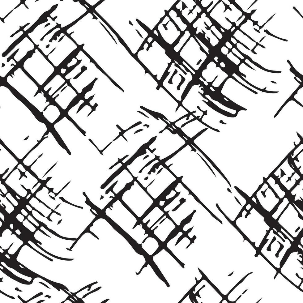 Vector seamless pattern with abstract hand-drawn elements. Black ink on white. Wallpaper, background, paper or textile print