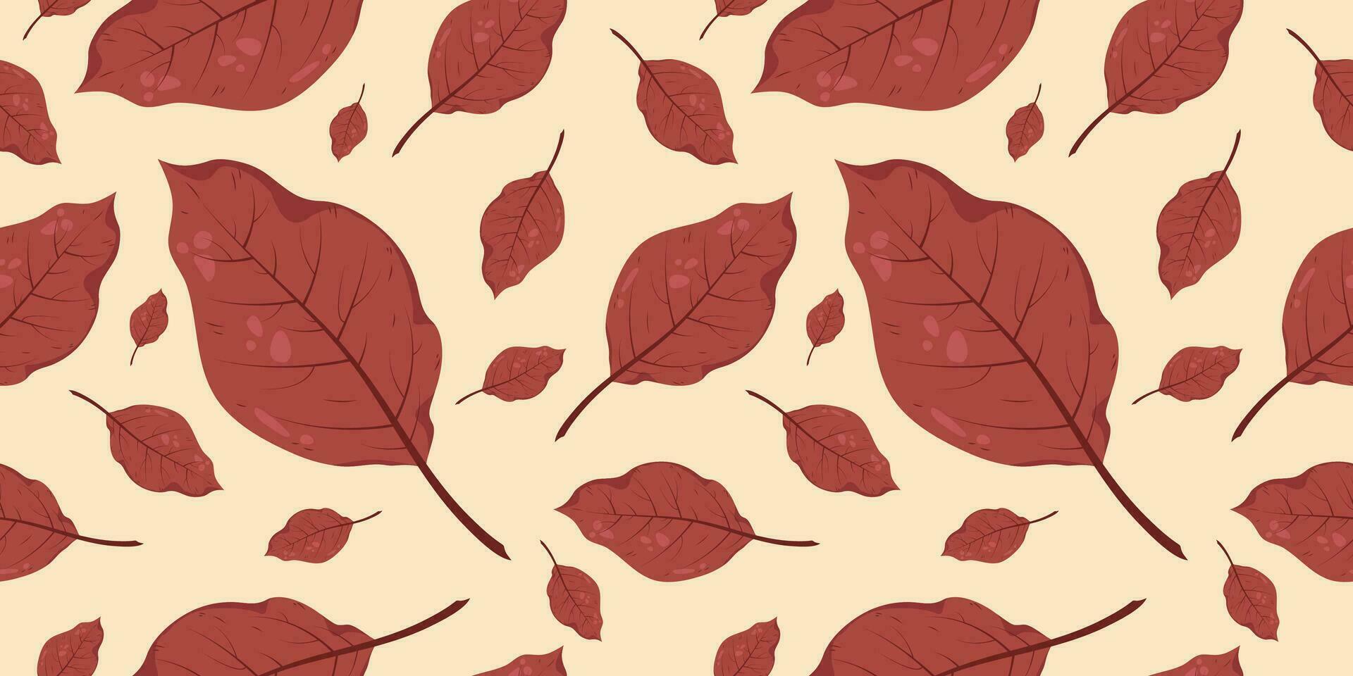 Seamless pattern with autumn fall brown red leaves of hazel tree. Perfect for wallpaper, wrapping paper, web sites, background, social media, blog and greeting cards. vector