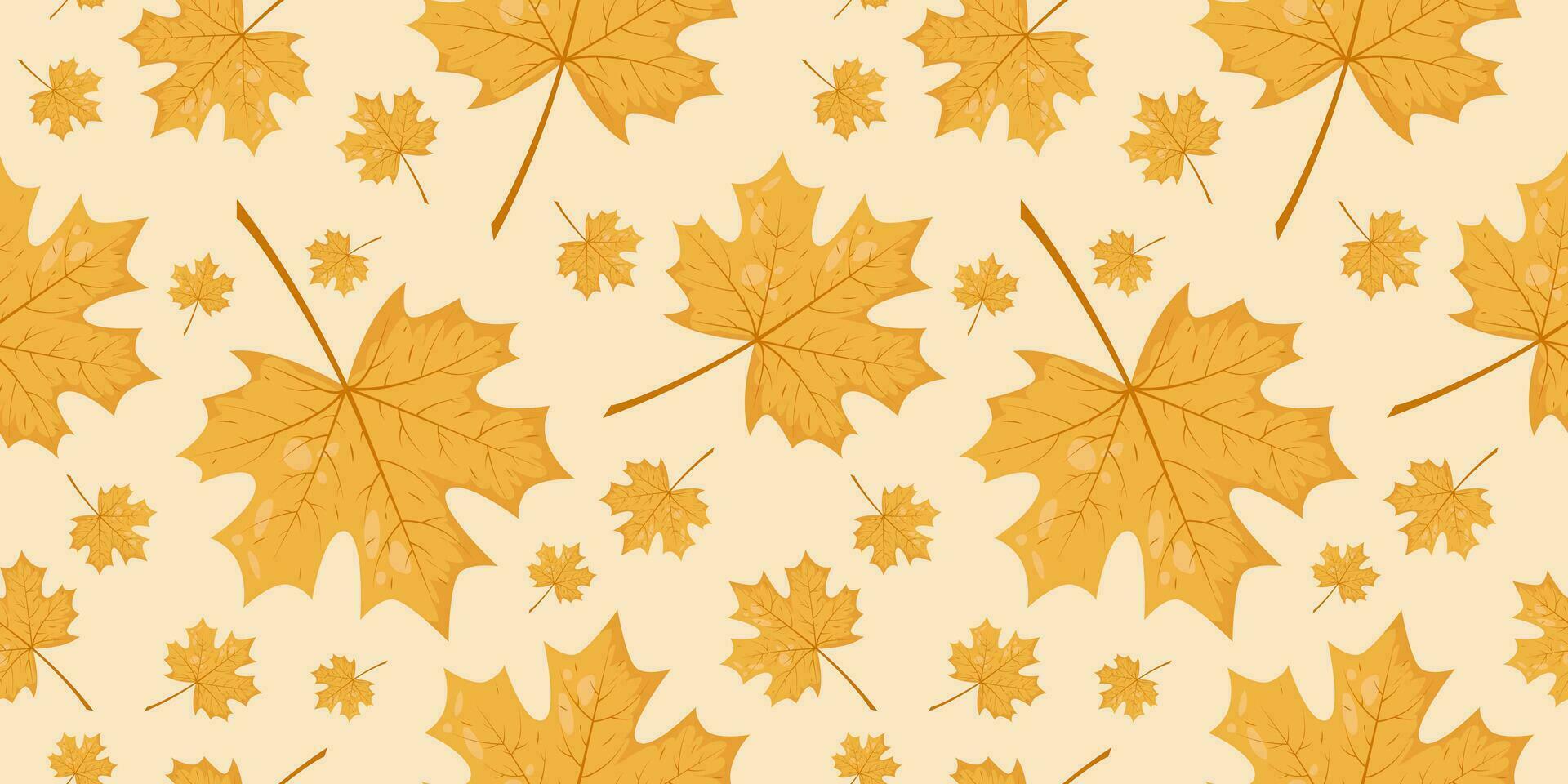 Seamless pattern with autumn fall yellow leaves of maple tree. Perfect for wallpaper, wrapping paper, web sites, background, social media, blog and greeting cards. vector