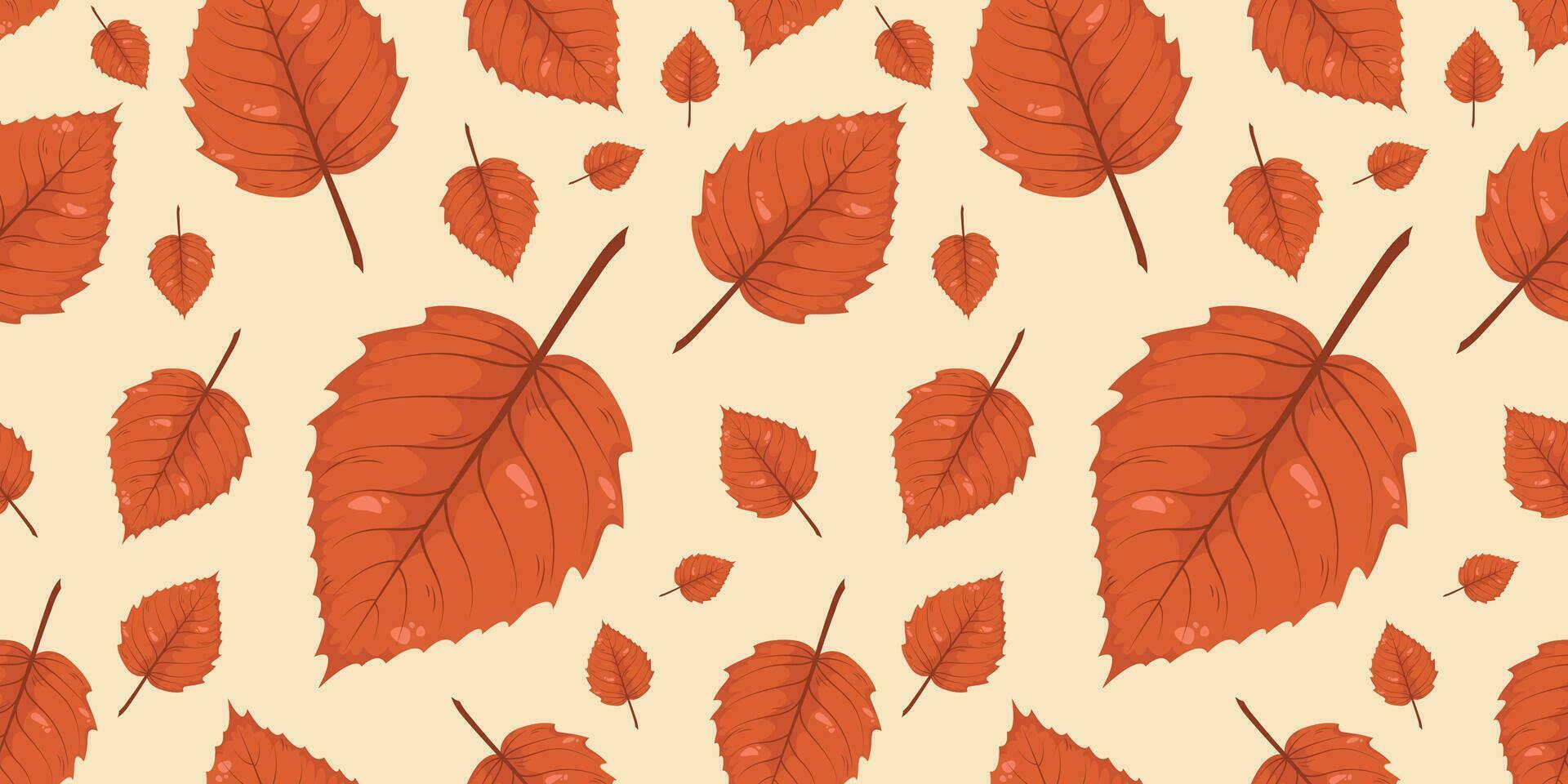 sin costura modelo con otoño otoño marrón, naranja rojo hojas de abedul árbol. Perfecto para fondo de pantalla, envase papel, web sitios, fondo, social medios de comunicación, Blog y saludo tarjetas vector