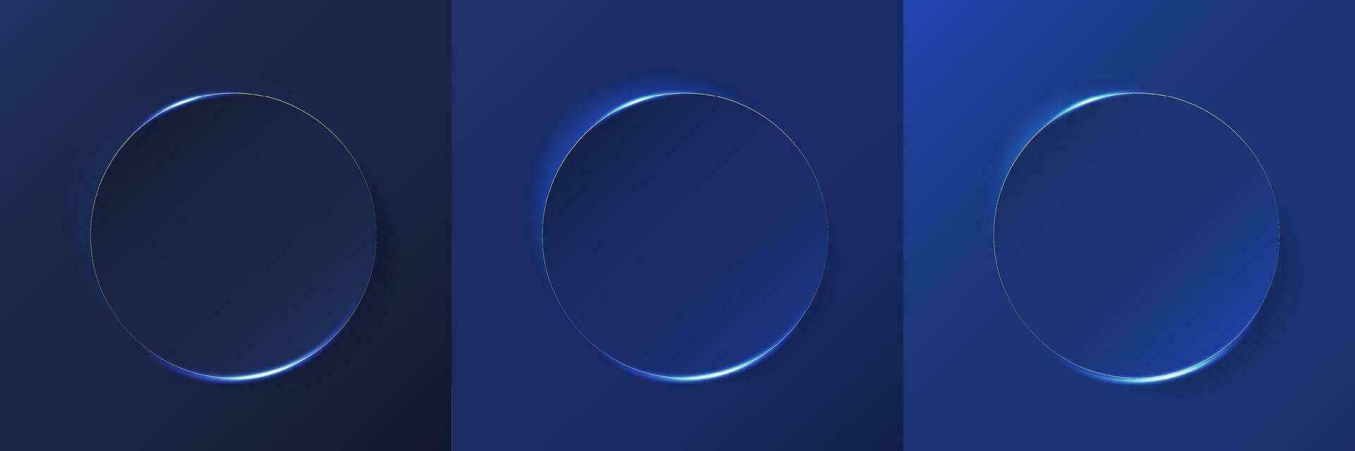 Dark blue paper cut background. Abstract realistic layered circle papercut decoration illustration for presentation, banner, cover, web, flyer, card, poster, wallpaper, texture, slide, social media vector