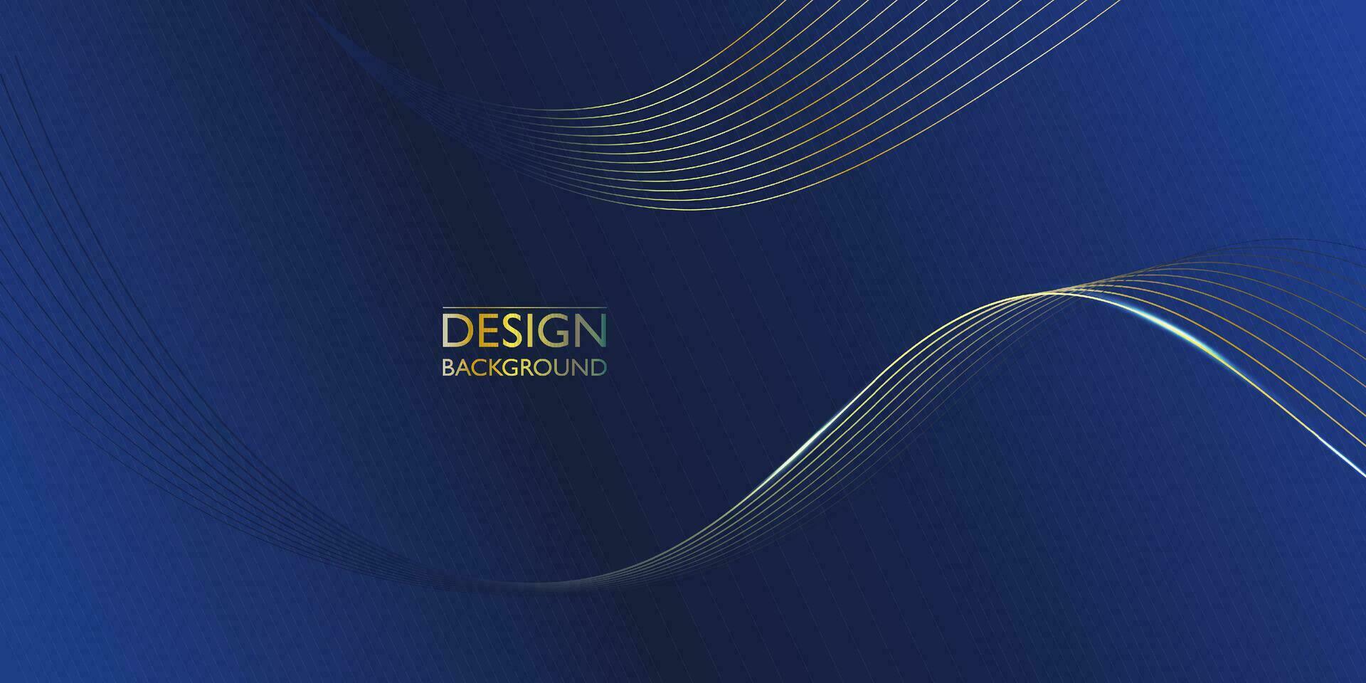 Abstract luxury gold blue wave template design. Contemporary style graphic. Vector illustration for presentation, banner, cover, web, flyer, card, poster, wallpaper, texture, slide, social media.