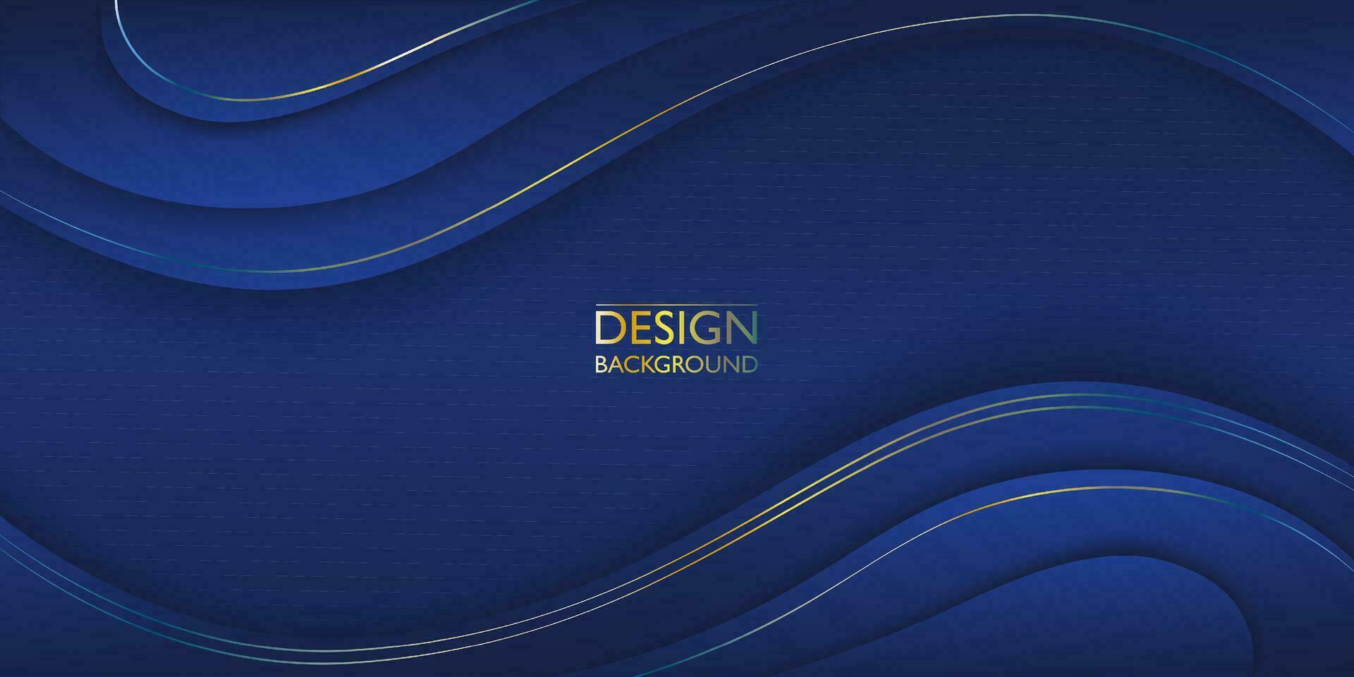 Abstract luxury gold blue wave template design. Contemporary style graphic. Vector illustration for presentation, banner, cover, web, flyer, card, poster, wallpaper, texture, slide, social media.