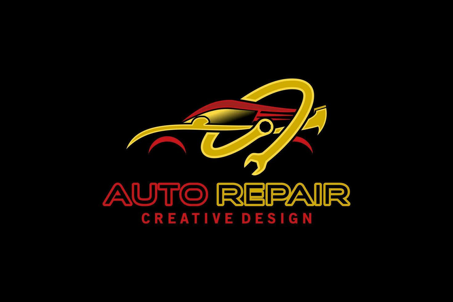 Auto repair logo design, modern sports car repair service logo vector