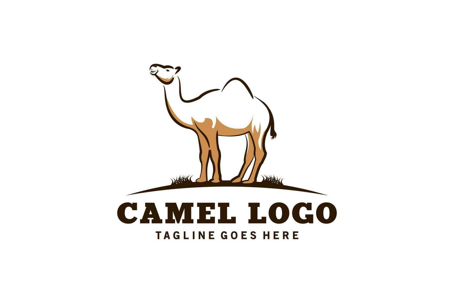 Hand drawn camel logo design with creative concept vector