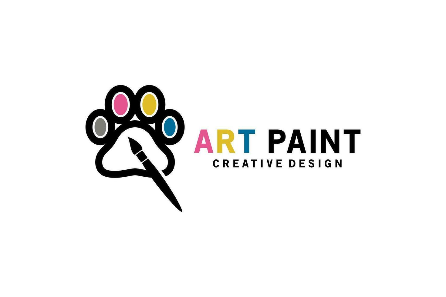 pintura Arte pintar logo diseño, pintura paleta vector icono con moderno animal huella concepto