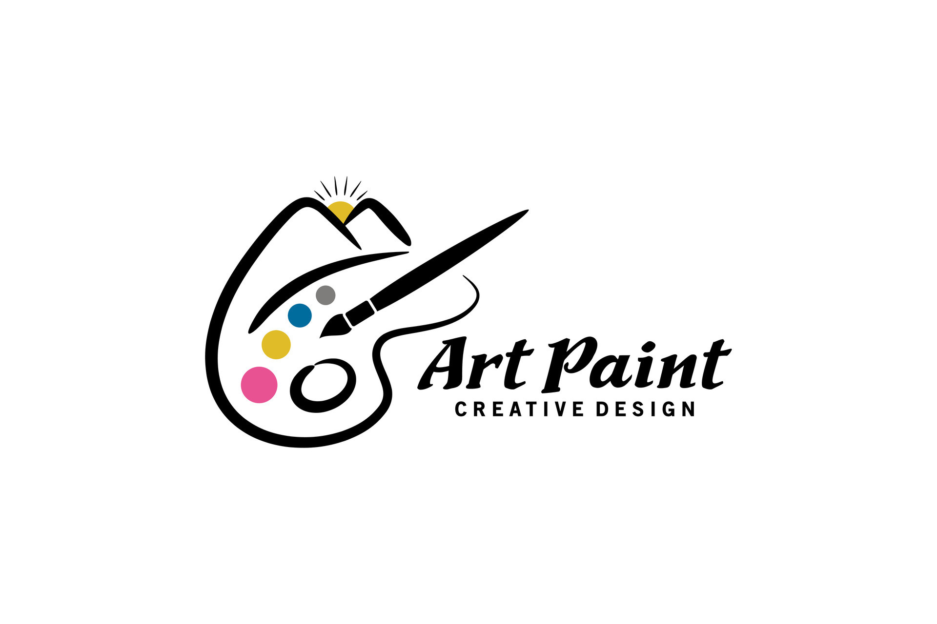 Painting Art Paint Logo Design Painting Palette Vector Icon With Painting Art Paint Logo Design Painting Palette Icon With Mountain Concept Vector