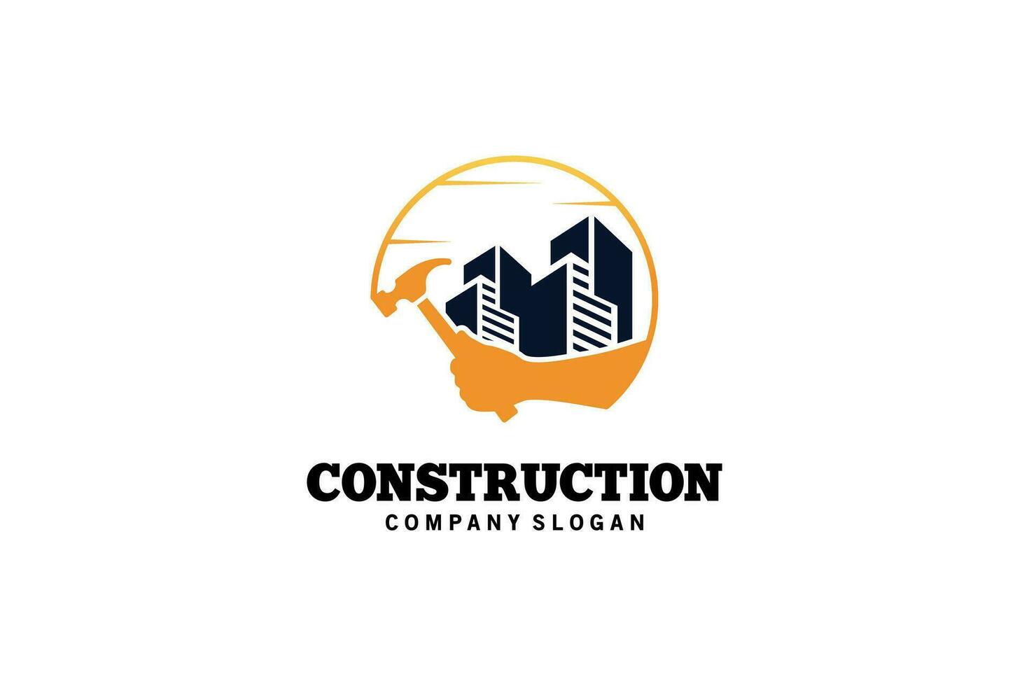 Building construction maintenance logo design, modern building renovation service vector